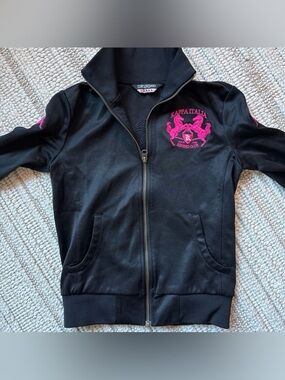 VTG Kappa Italia Italy Track Jacket Black Pink Women’s Size Small Rare Football